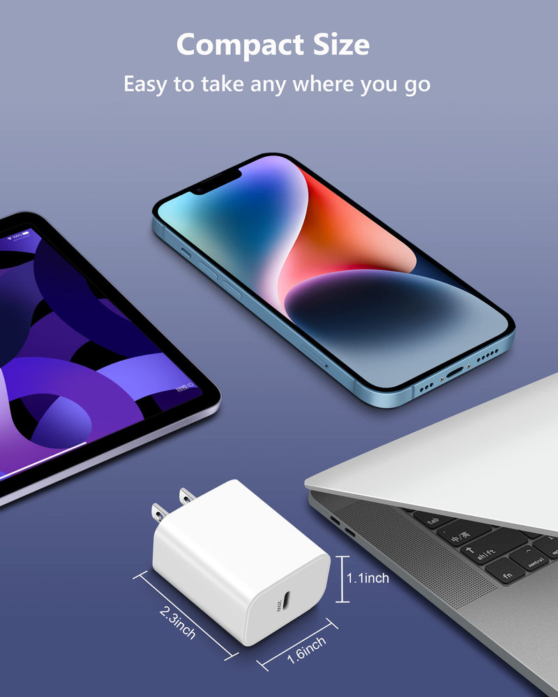 [Apple Certified] 20W USB C Fast Charger for iPad Pro 12.9/11 inch 2022/2021/2020/2018, iPad Air 5th/4th, iPad 10th Generation, iPad Mini 6, 2Pack PD Fast Charger Block with 10FT Long USB C to C Cable 10-Foot 2*Cables + 2*Blocks