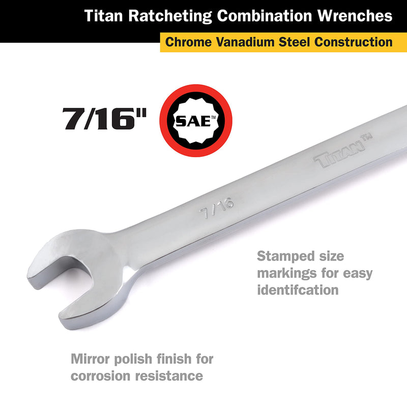 Titan 12604 7/16" Ratcheting Wrench 7/16"