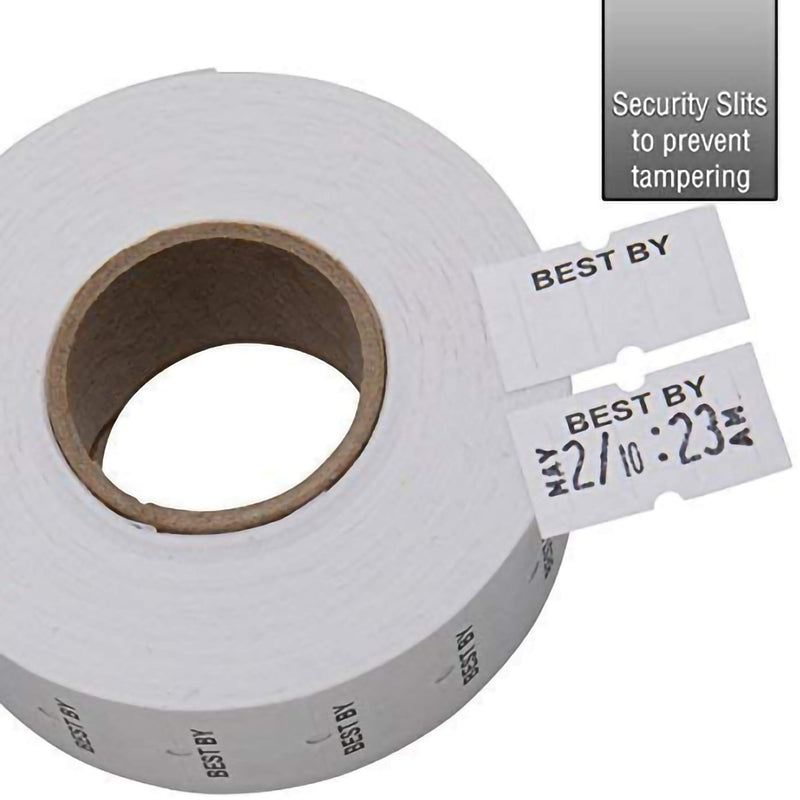 Perco Best by 1 Line Labels - 1 Sleeve, 8,000 Best by Labels for Perco 1 Line Date Guns 1- Sleeve White