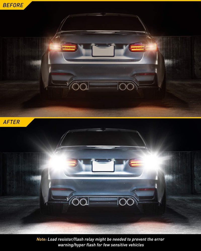 AUXITO 912 921 LED Bulbs for Backup Reverse Light Bulbs, 2600 Lumens 4014 42-SMD, 6000K White, Non-polarity 906 W16W T15 921 LED Bulb Direct Back Up Replacement Lamp, Pack of 2