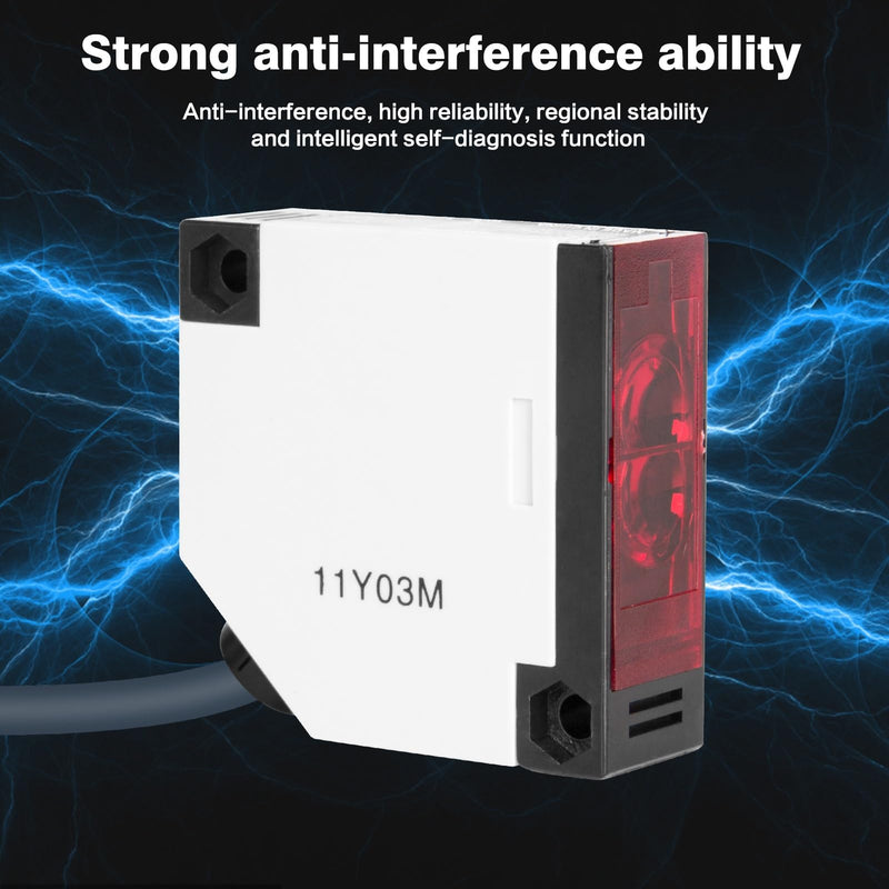 Jadeshay Photoelectric Sensor Switch, Photoelectric Beam Sensor E3JK-R4M1 Reflector Photoelectric Switch AC 90-250V 3A Sensor for Photoelectric Switch E3JK-R4M1Induction Distance 4M