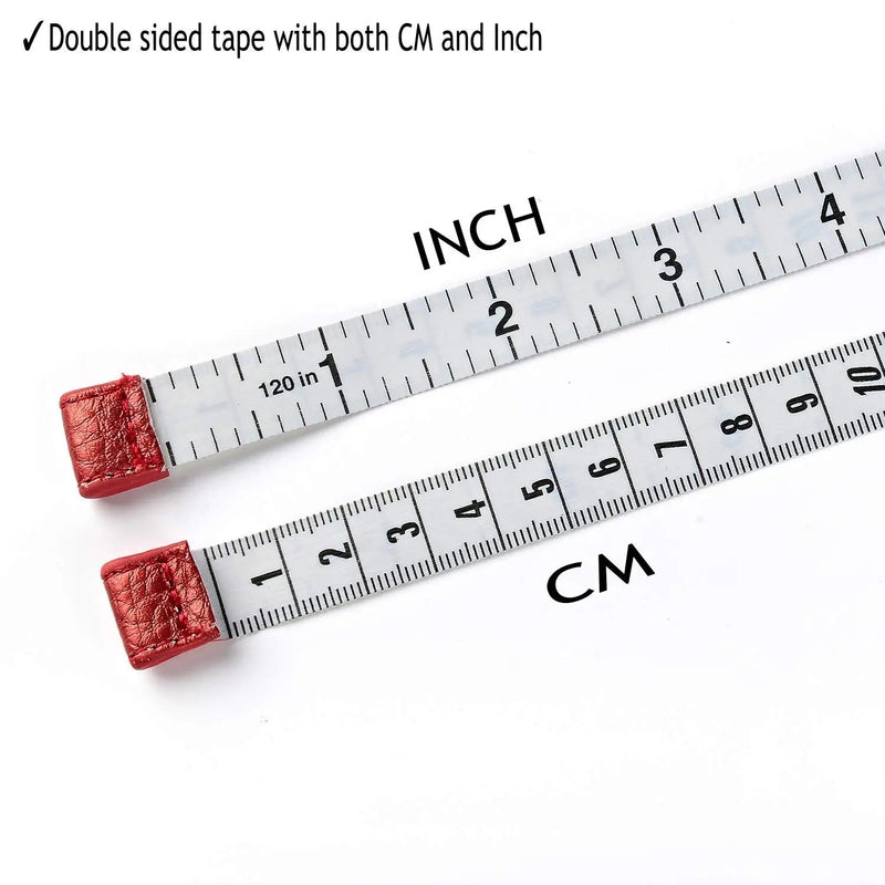 3m/120" Tape Measure Body Measuring Tape for Body Cloth Tape Measure for Sewing Fabric Tailors Medical Measurements Tape Dual Sided Leather Tape Measure Retractable (Red, 1 Pack) red