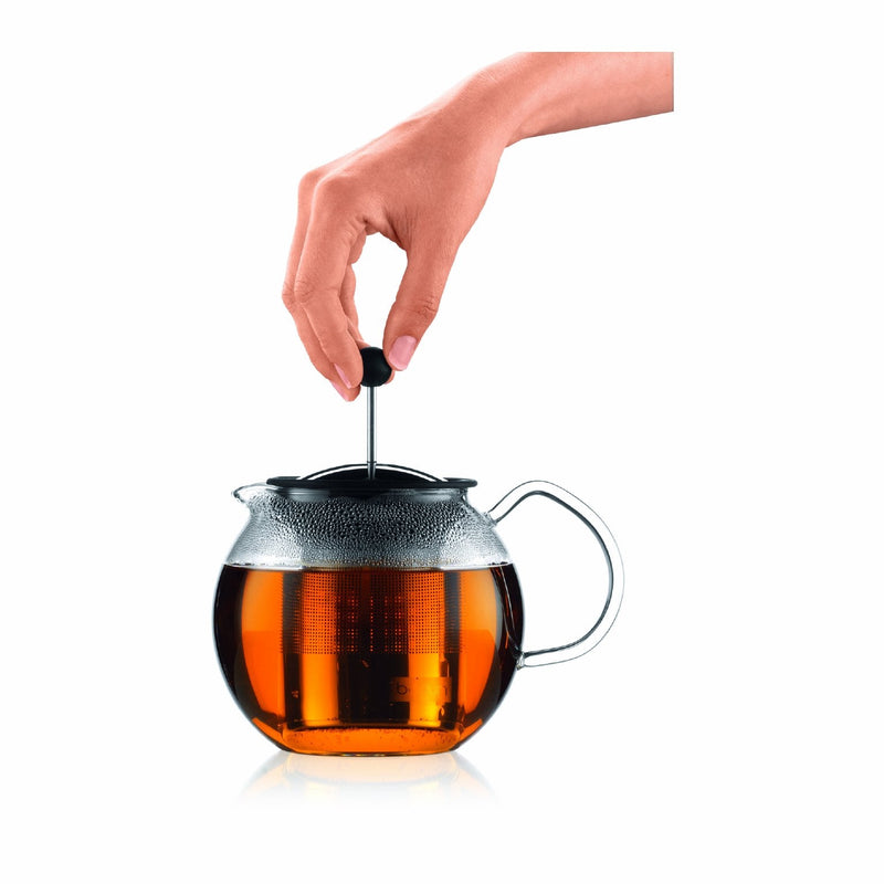 Bodum ASSAM Teapot, Glass Teapot with Stainless Steel Filter, 34 Ounce 34-Ounce Chrome
