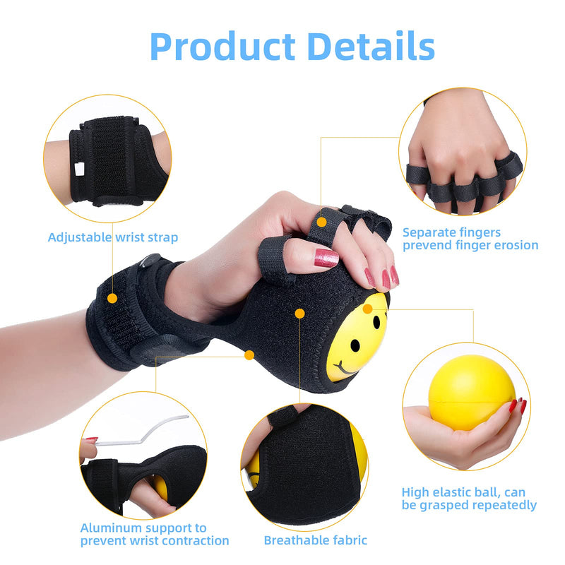Anti-spasticity Ball Splint Hand Finger for Hand Stroke Hemiplegia Finger Recovery Spasm Dystonia Hemiplegia Finger Training Hand Functional Impairment for Children and Men and Women Medium