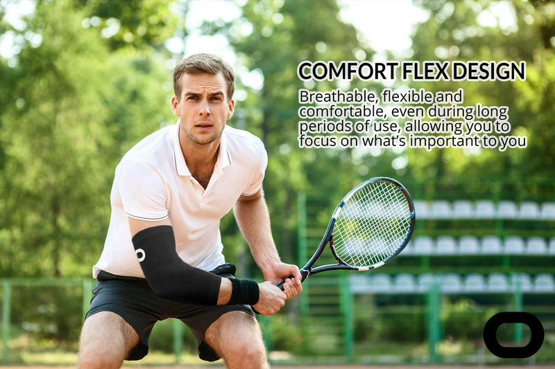 Elbow Brace Compression Sleeve (1 Pair) - Instant Arm Support Elbow Sleeves for Tendonitis, Arthritis, Bursitis, Golfers & Tennis Elbow Brace, Treatment, Workouts, Weightlifting, Pain Relief, Recovery Medium (11.0-12.5") Elbow Circumference Black