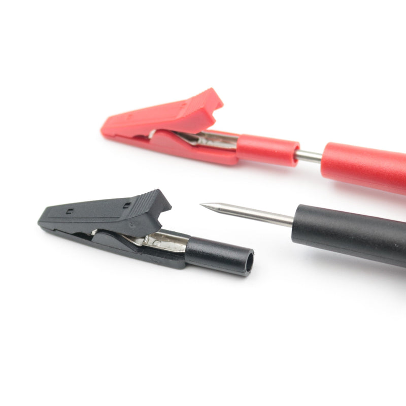 10Pcs Red and Black Insulated Safety Multimeter Test Leads Alligator Clips Electrical Mini Test Crocodile Clamp Clips with 2mm Banana Jack for 2mm Test Probe & 2mm Banana Plug Connectors