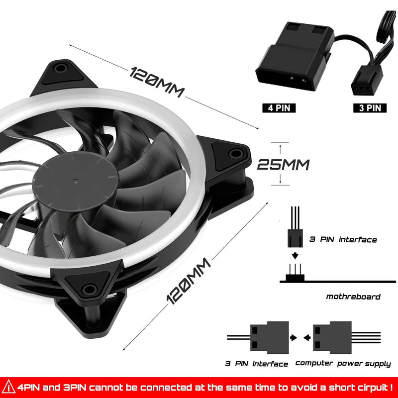 upHere Computer Case Fan 120mm LED Silent Fan for Computer Cases, CPU Coolers, and Radiators Ultra Quiet,Triple Pack Colorful Case Fan,F03