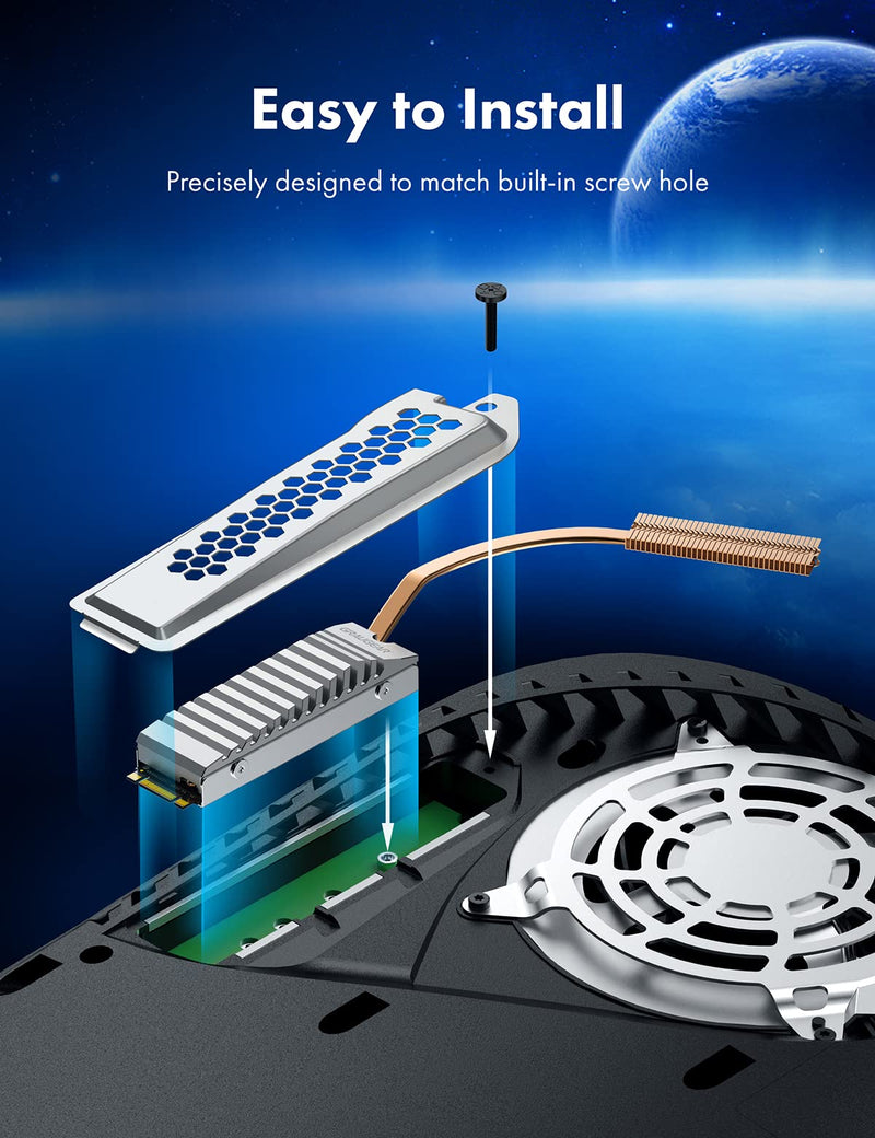 GRAYEAR | Heatpipe heatsink for M.2 SSD (2280) with cover | PS5 Heatpipe Cooler Kit | for PS®5 memory expansion | 4x thermal pads incl. | G-PS5HS01-Cov
