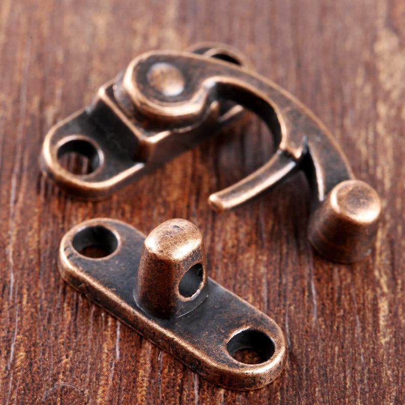 1Pair Lock Hook Clasp Vintage Hasp Hook Latch Hook Hasp for Wooden Box Suitcase Furniture Hardware,Red Copper Red Copper