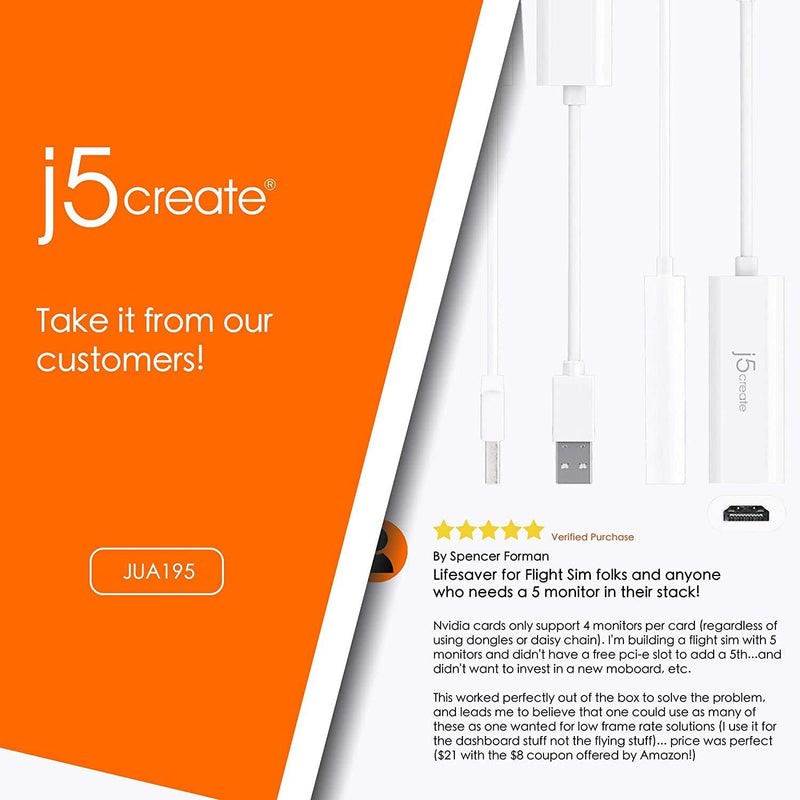 j5create USB to HDMI Display Adapter- USB to HDMI 1080P cable converter adapter for Windows 10/8.1/8/7, XP, and Mac OS