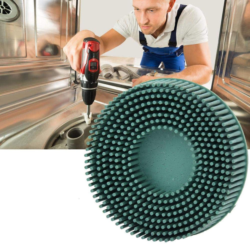 Bristle Brush Disc 3 Inch Rubber Abrasive Brush Polishing Grinding Disc for Burr Rust Removal (Green)