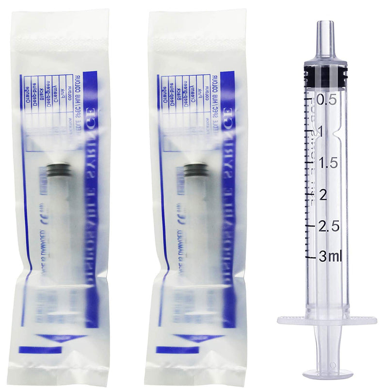 3ml 3cc Plastic Syringe with Measurement, Without Needle, 15 Pack Individual Sealed Wrapped for Refilling and Measuring Liquids, Scientific Labs, Feeding Pets or Little Animals