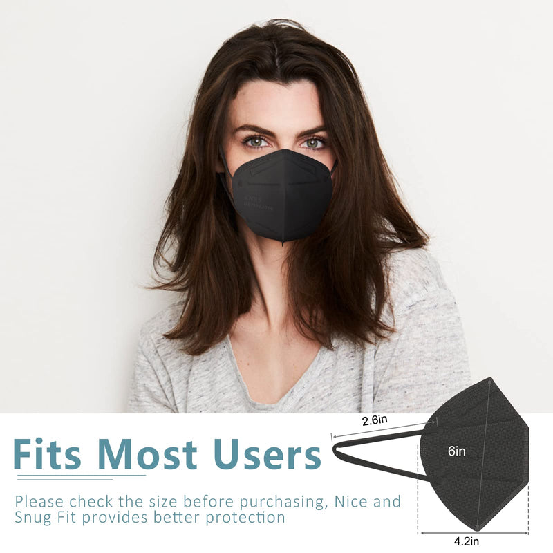 ChiSip KN95 Face Mask 20 Pcs, 5-Ply Cup Dust Safety Masks, Breathable Protection Masks Against PM2.5 for Men & Women, Black 01.black 20 pack