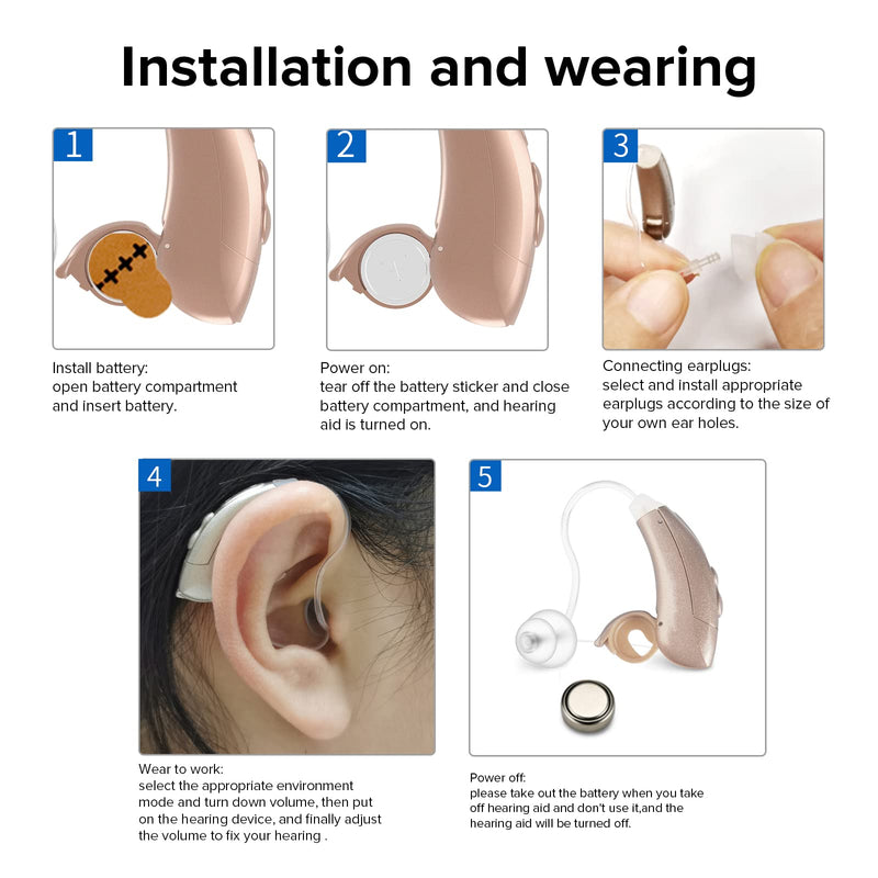 Hearing Aids, 16 Channel Digital Chip, High Fidelity Sound Quality, Noise Reduction, Feedback Cancellation, Ultra-Lightweight Hearing Amplifiers for Adults Hearing Loss (1 Pcs)