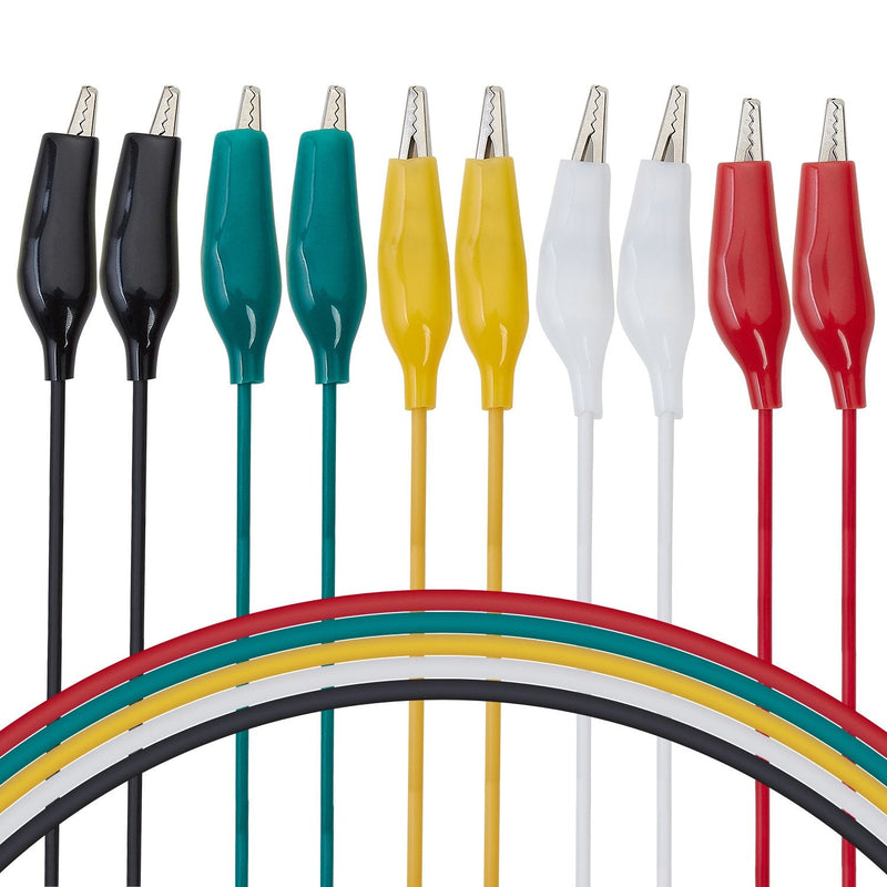 WGGE WG-026 10 Pieces and 5 Colors Test Lead Set & Alligator Clips,20.5 inches (2 Pack) 2 PACK