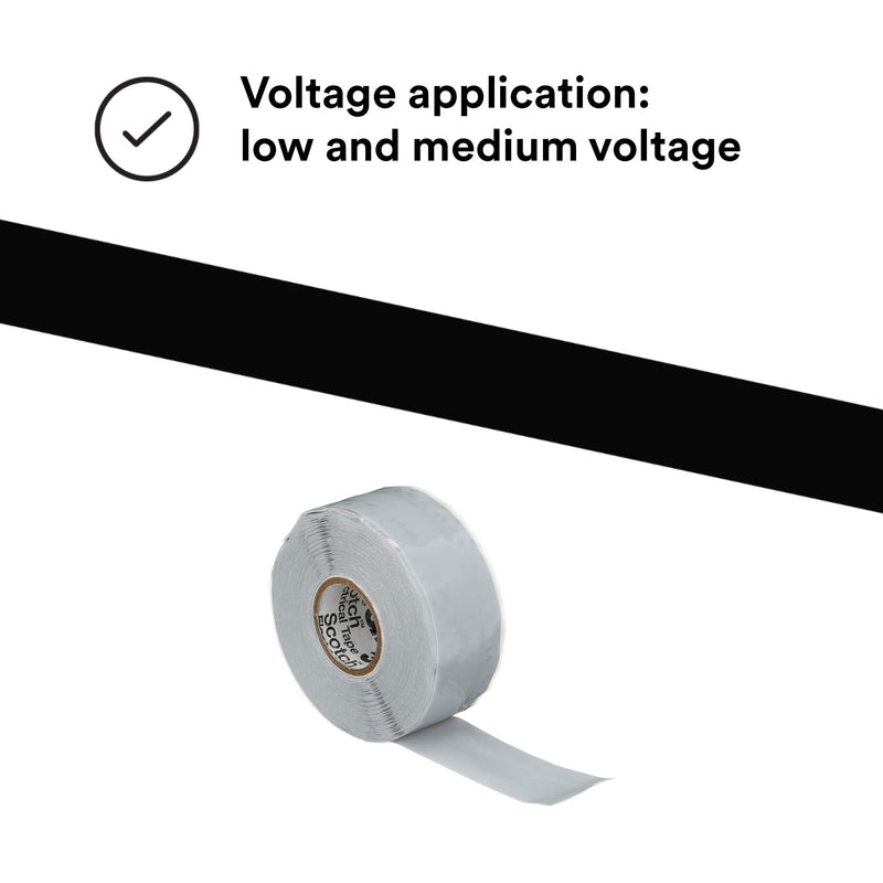 3M Scotch Self-Fusing Silicone Rubber Electrical Tape 70, 1 in x 30 ft, Sky Blue/Gray, High temp, arc and tracking-resistant electrical tape, 1 roll