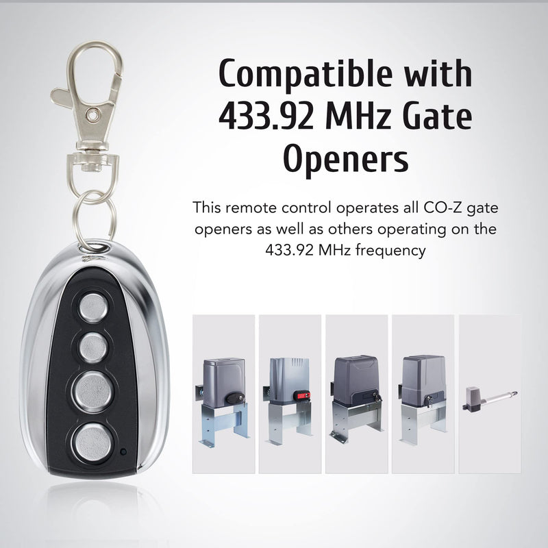 CO-Z Remote Control for Automatic Sliding Gate Opener Hardware, Electric Rolling Driveway Gate Opener Closer Security Kit Remote (1x Backup Key) Original version