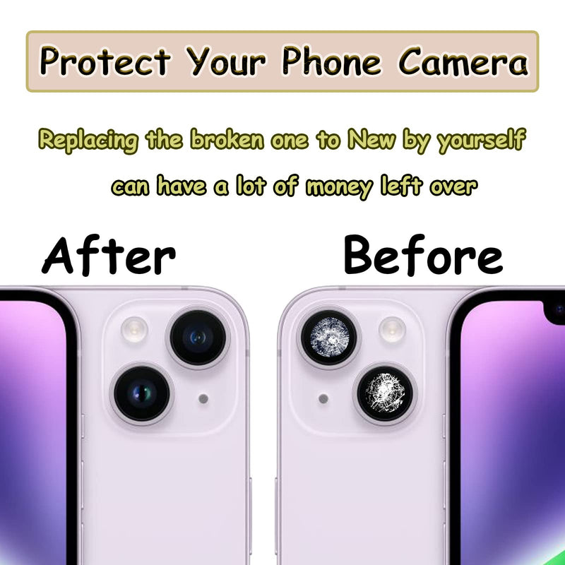 Back Rear Camera Lens Glass Replacement for iPhone 14 and iPhone 14 Plus Camera Glass Replacement with pre-Installed Adhesive and Reparing Toolkits(for iPhone 14 6.1 inches/ 14 Plus 6.7 inches)