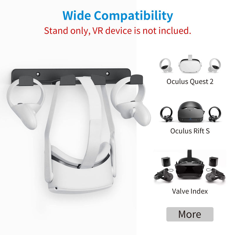 SOKUSIN VR Wall Mount Storage Stand Holder Hook for Meta/Oculus Quest 2/Quest/ Rift/ Rift S/ Valve Index/ HTC Vive/ HP Reverb G2/ Playstation VR Headsets, Gaming Controller Hanger Space Saving Black