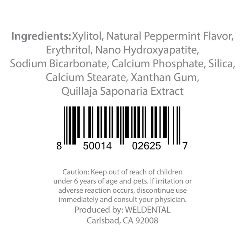 Weldental Chewtab Advanced Whitening Toothpaste Tablets with Nano-Hydroxyapatite Peppermint