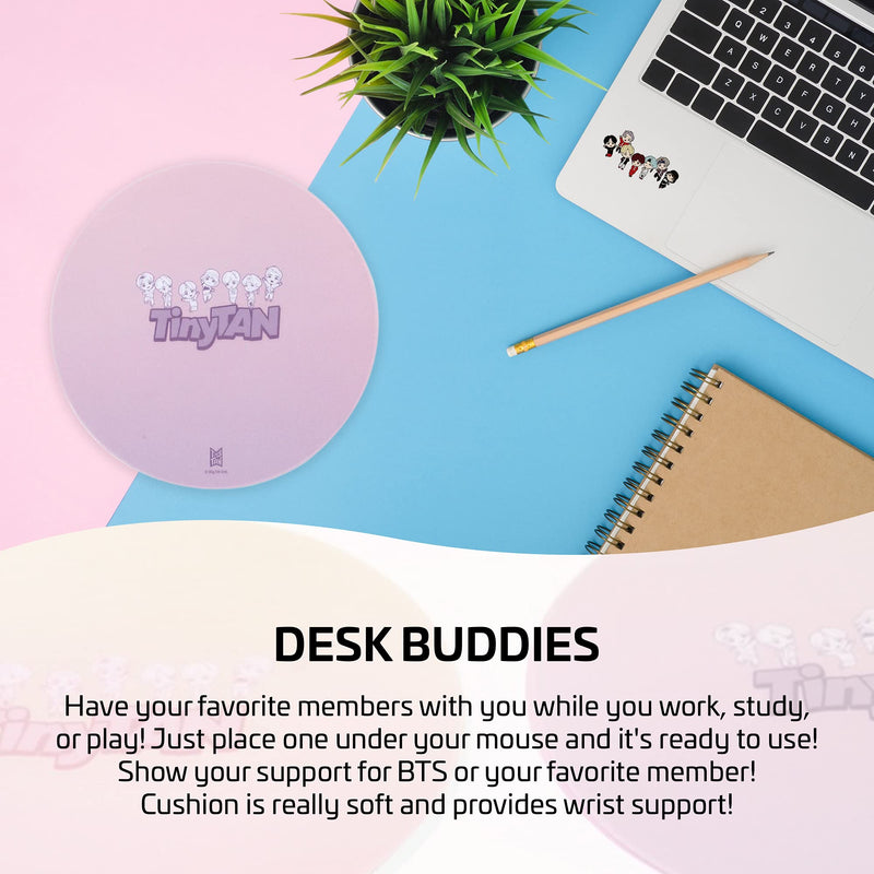 BTS Tiny Tan Bangtan Round Mouse Pads, Designed with All 7 BTS Members! (Purple) Purple