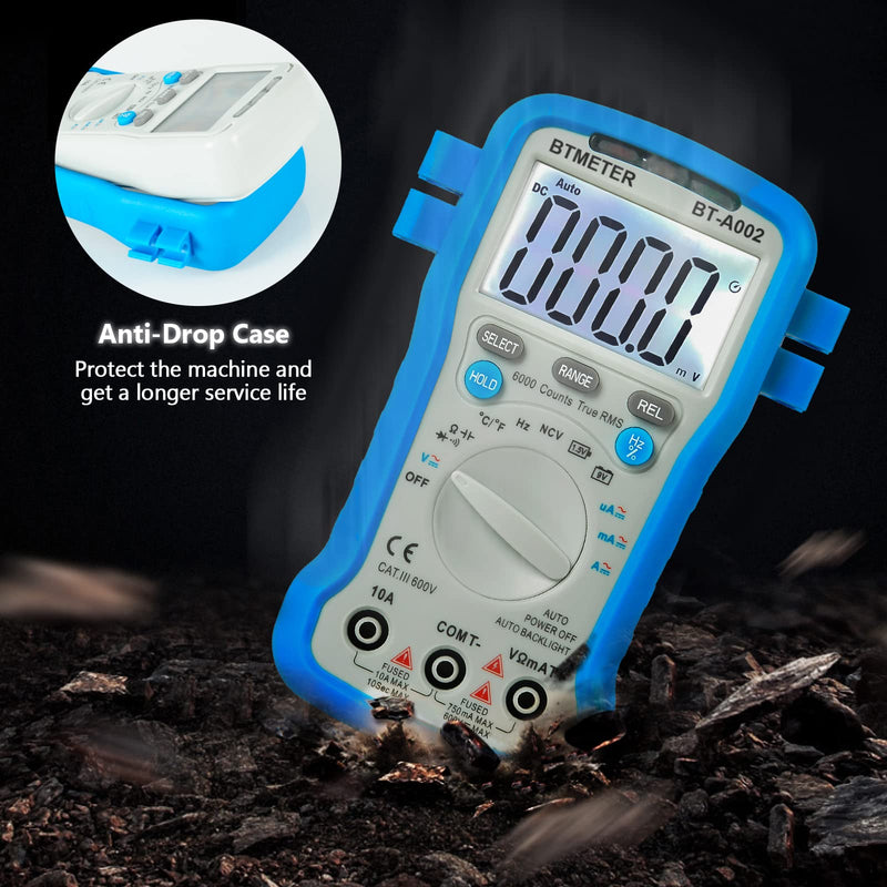 BTMETER BT-39C True RMS Digital Multimeter Auto Ranging for AC DC Voltage,Current, Resistance, Capacitance Tester with Temp Battery LED Test Auto Backlit