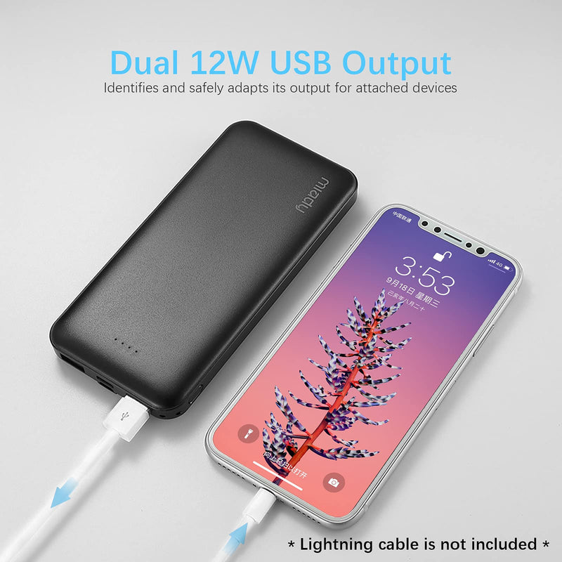 2-Pack Miady 10000mAh Dual USB Portable Charger, Fast Charging Power Bank with USB C Input, Backup Charger for iPhone X, Galaxy S9, Pixel 3 and etc â€¦ Black+White