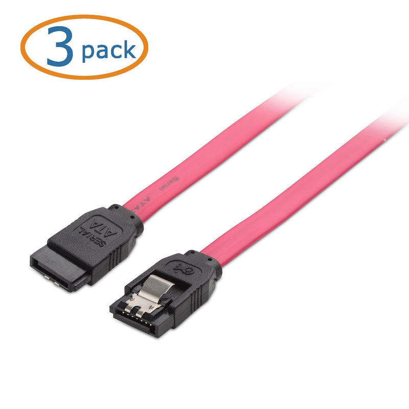 Cable Matters 3-Pack Straight SATA III 6.0 Gbps SATA Cable (SATA 3 Cable) Red - 18 Inches