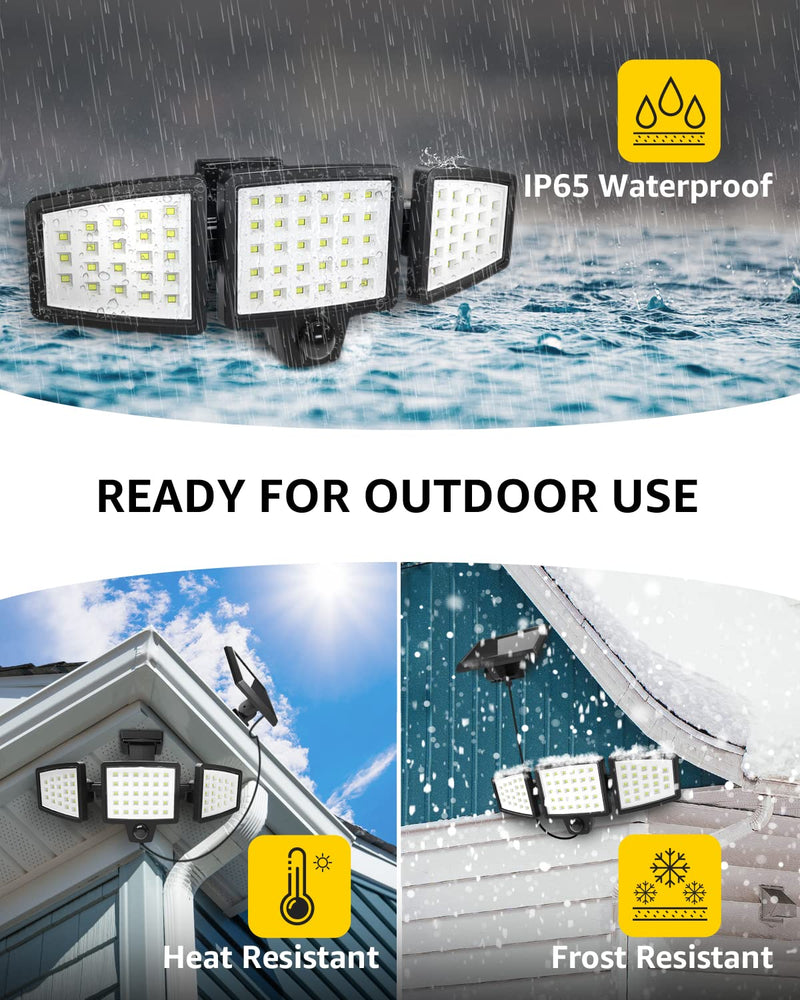 Lepro Solar Motion Lights Outdoor, 1000LM Security Lights, Separate Solar Panel, 3 Adjustable Head 270° Wide Lighting Angle, 72 LED IP65 Waterproof Flood Lights for Porch Yard Garage Pathway 1