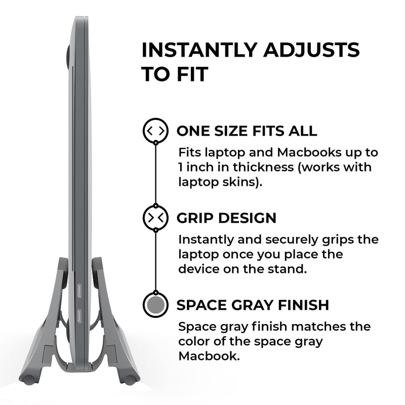 HumanCentric Vertical Laptop Stand for Desks (Space Gray) | Adjustable Holder to Dock Apple MacBook, MacBook Pro, and Other Laptops to Organize Work & Home Office