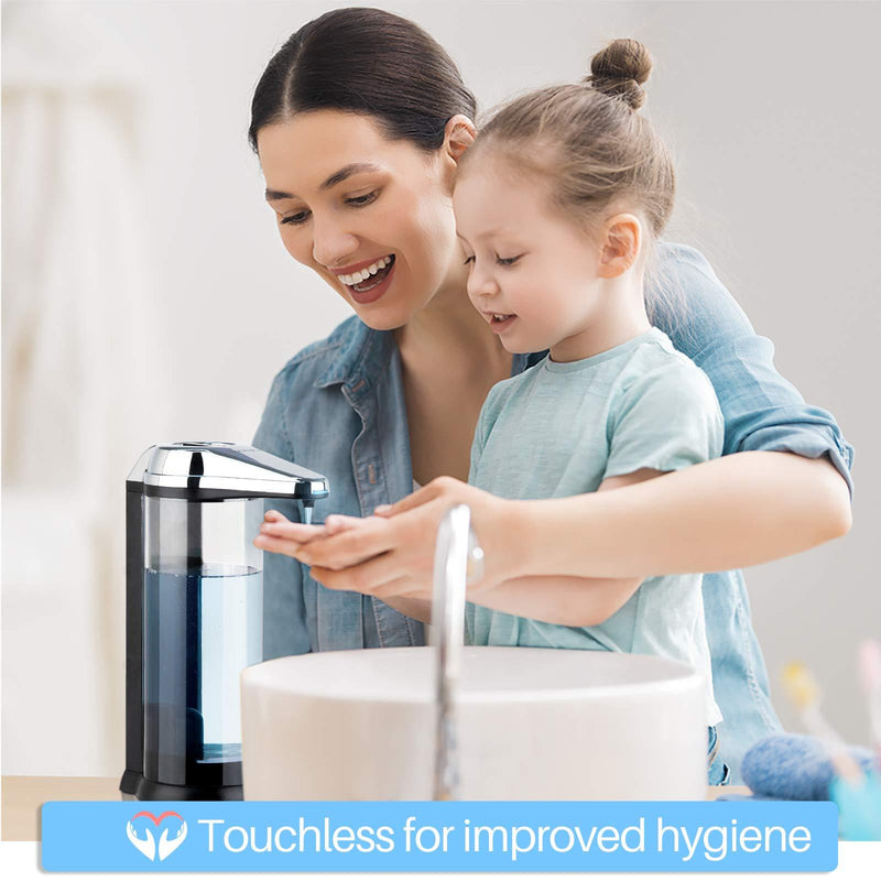 Secura 17oz / 500ml Premium Touchless Battery Operated Electric Automatic Soap Dispenser w/Adjustable Soap Dispensing Volume Control Dial (Chrome) Chrome