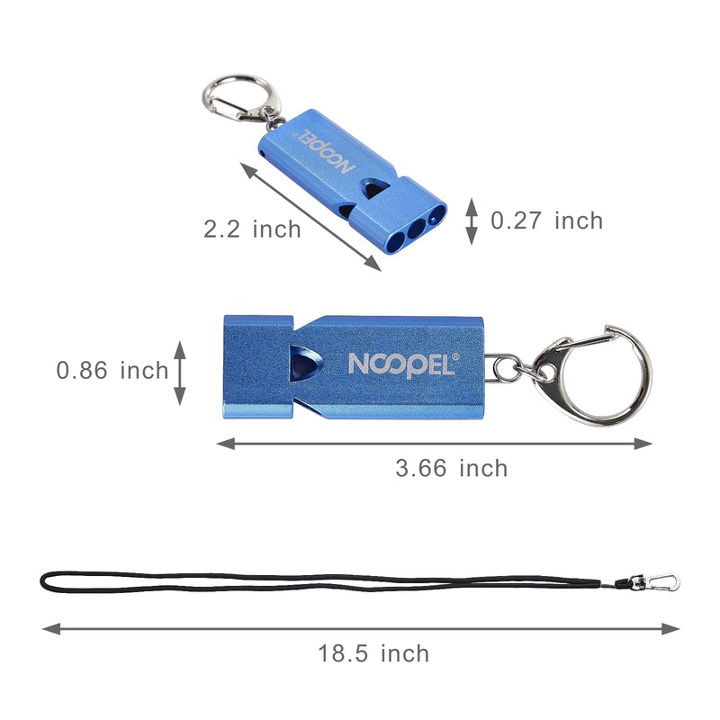 Noopel Whistle Emergency Three Tubes Survival Whistles 2 Pack with Lanyard and Keychain for Hiking Camping Kayak Sports Outdoor Safety Kids Lifeguard Rescue Signaling Blue