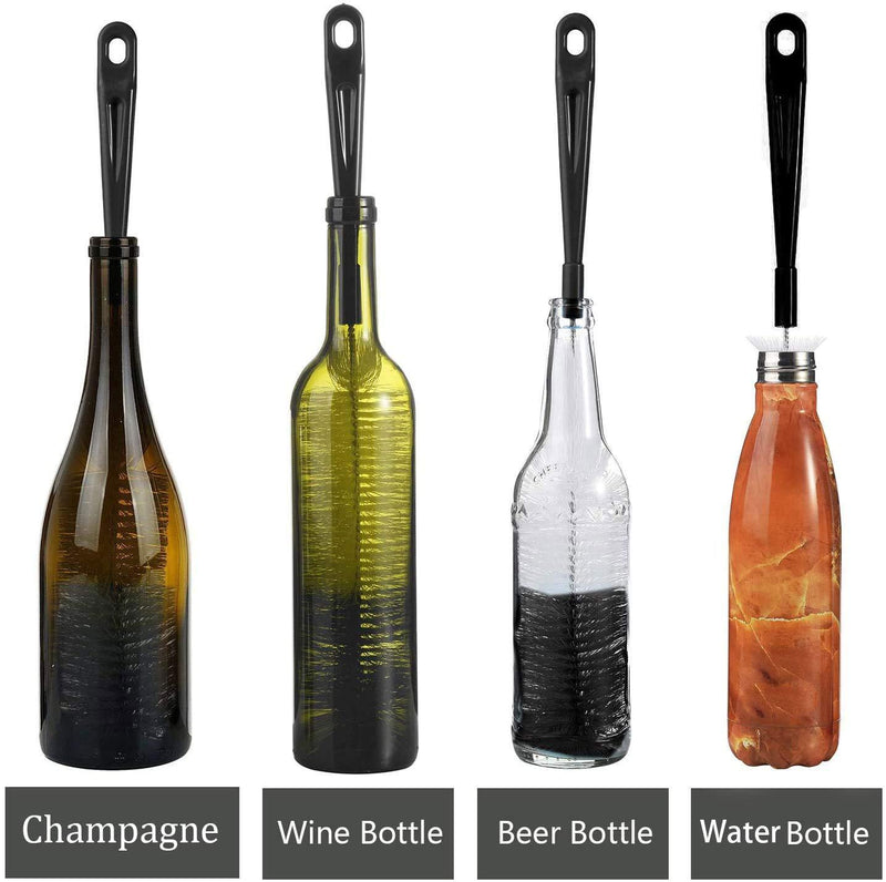 ALINK 16in Extra Long Black Bottle Cleaning Brush Cleaner for Washing Narrow Neck Beer, Wine, Thermos, S' Well, Brewing Bottles, Hummingbird Feeder