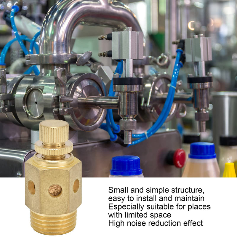Pneumatic Silencer Brass Air Outlet Adjustable Throttle Silencer 1/2 Inch Good Resistance 30 DB Silencer 1/2 Inch Male Thread