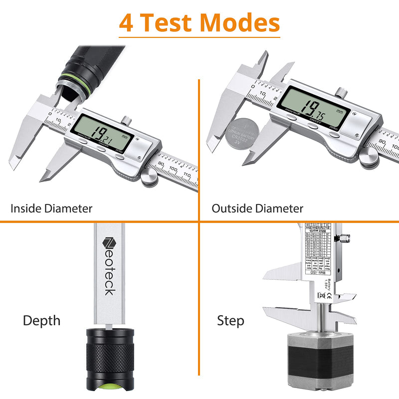 Neoteck 6 inch Digital Caliper, Full-metal Electronic Calipers Measuring Tool Fractions/ Inch/ mm Conversion