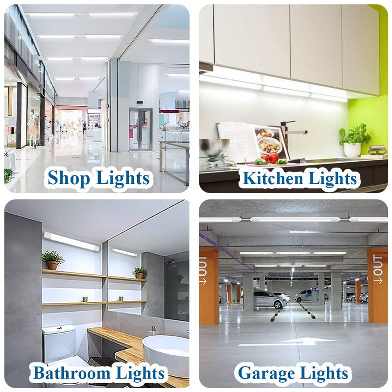 Utility LED Shop Light Fixture 2FT 4FT with Plug, Airand Waterproof Linkable LED Tube Light 5000K Under Cabinet Lighting,1800 LM LED Ceiling and Closet Light 18W, Corded Electric with ON/Off Switch 2 FT/With Plug