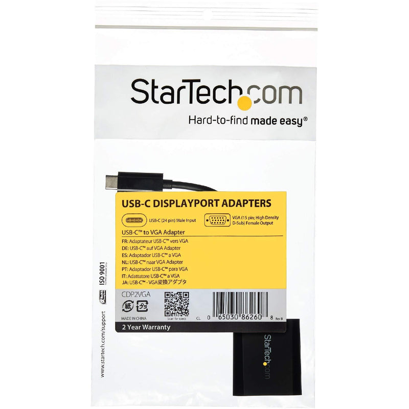 StarTech.com USB-C to VGA Adapter - Black - 1080p - Video Converter For Your MacBook Pro - USB C to VGA Display Dongle (CDP2VGA)