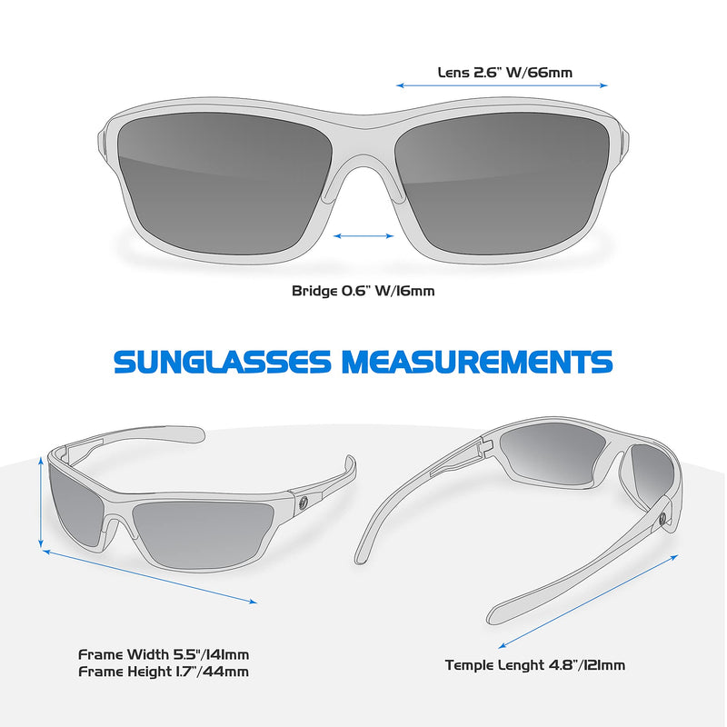 Polarized Wrap Around Sport Sunglasses for Men Women UV400 Sports Sun Glasses Crystal Gray | Smoke