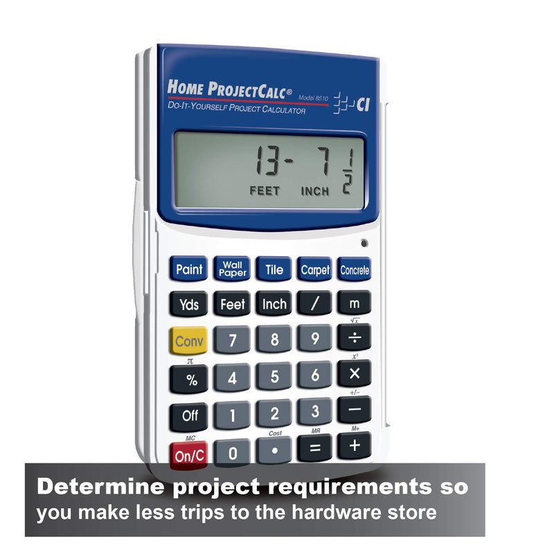 Calculated Industries 8510 Home ProjectCalc Do-It-Yourselfers Feet-Inch-Fraction Project Calculator | Dedicated Keys for Estimating Material Quantities and Costs for Home Handymen and DIYs, White