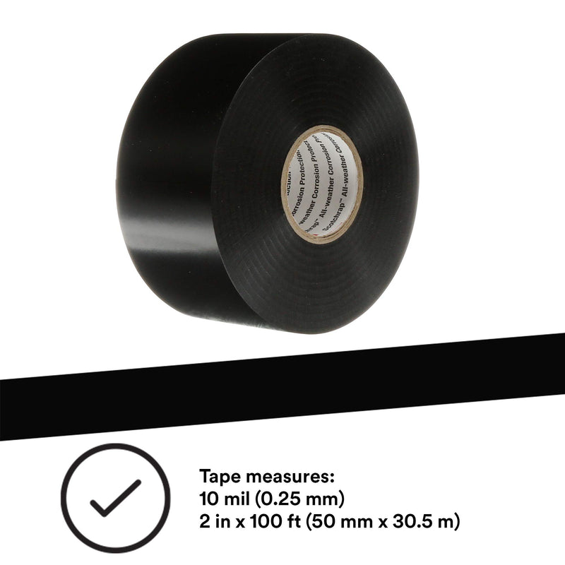 3M Scotchrap Vinyl Corrosion Protection Tape 50, Unprinted, 2 in x 100 ft, Black 2 in x 100 ft Black