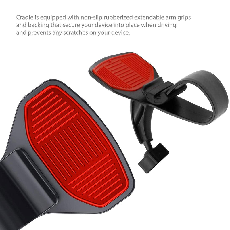Phone Holder Mount â€“ Car Dashboard Cell Phone Holder - Clip On Adjustable Car Stand Handsfree Non Slip Cradle Compatible for Smartphones Apple iPhone Samsung Android Switch and GPS (Black)