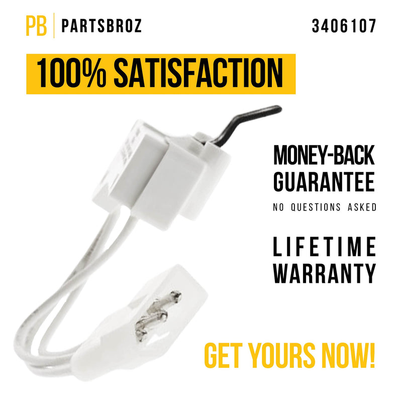 3406107 Door Switch Replacement by PartsBroz - Compatible with Whirlpool Dryers - Replaces WP3406107, AP6008561, 3405100, 3405101, 3406100, 3406101, 3406109