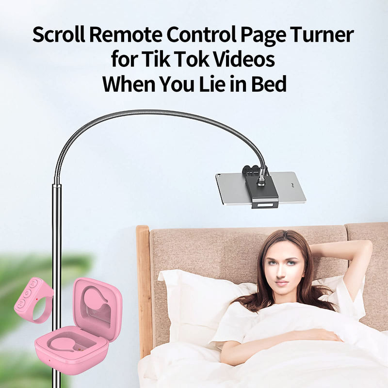 TIK Tok Bluetooth Remote Control Page Turner for iPhone Android Ipad Cell Phone Camera Remote Shutter Selfie Button Vekesen D01 (Cherry Blossom Pink)