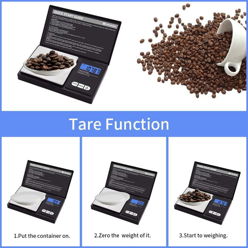 UNIWEIGH Gram Scale,200g 0.01g/0.001oz Digital Pocket Scale,Electronic Smart Weigh Scale,Portable Small Jewelry Scale Grams and Ounces,Mini Weed Scale with LCD Display,Tare