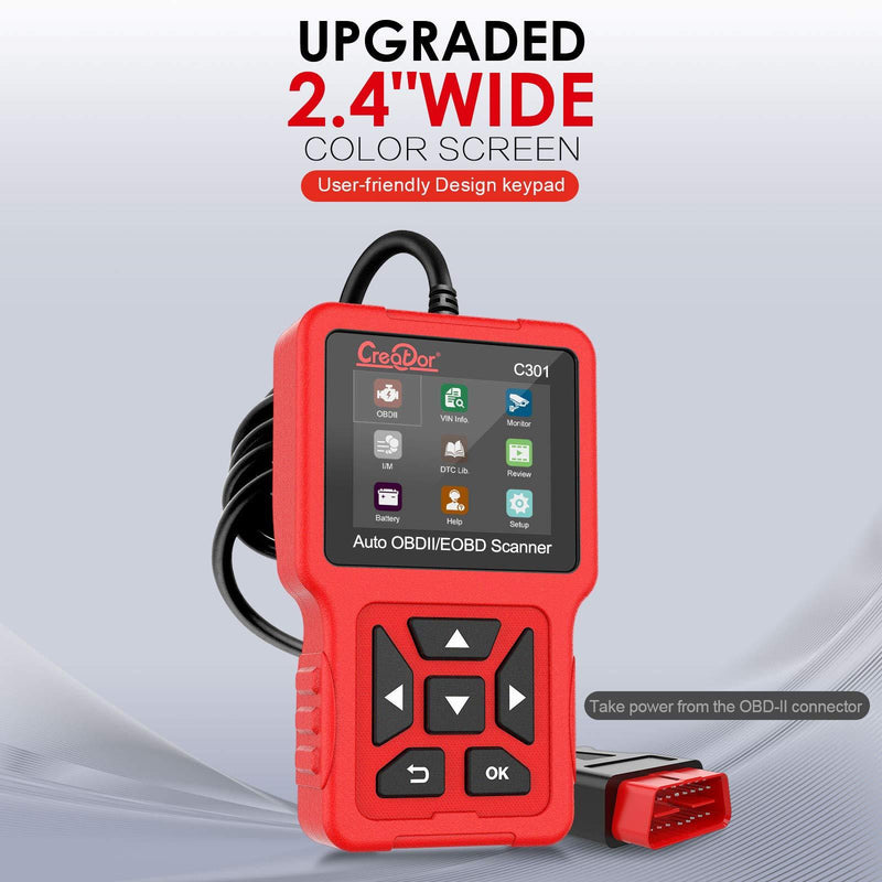 OBD2 Scanner Car Code Reader, Creator C301 OBDII Diagnostic Scan Tool for Vehicles Check Engine Light