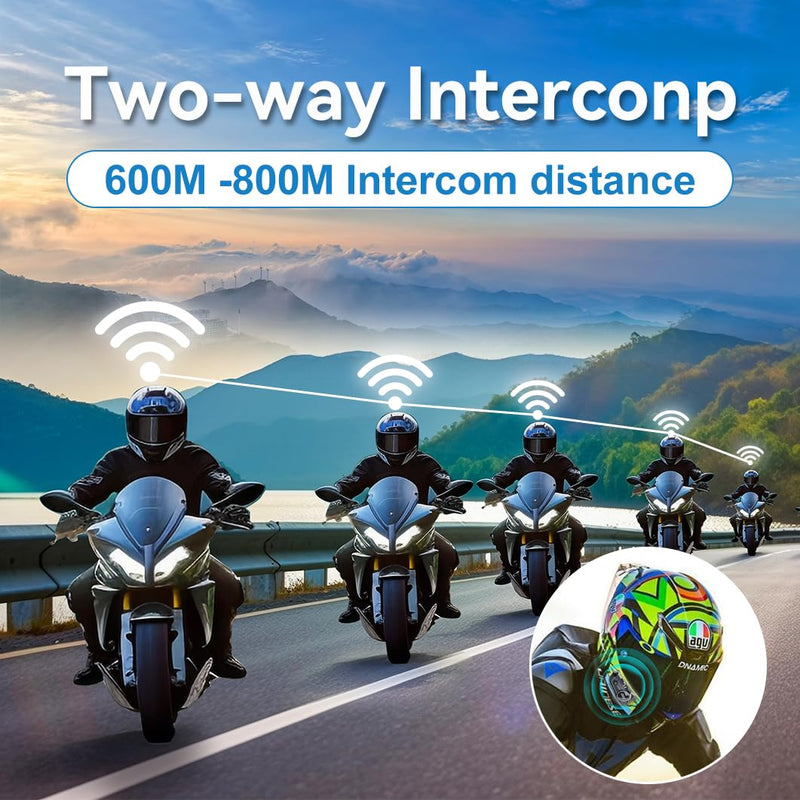 JZAQ Motorcycle Helmet Bluetooth Headset Helmet Bluetooth Intercom 2 Riders Noise Cancellation Speakers Communication Systems Motorcycle Riding/ski/Cycling/Sports