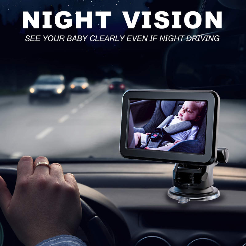 Itomoro Baby Car Mirror, Back Seat Baby Car Camera with HD Night Vision Function Car Mirror Display, Reusable Sucker Bracket, Wide View, 12V Cigarette Lighter, Easily Observe the Babyâ€™s Move