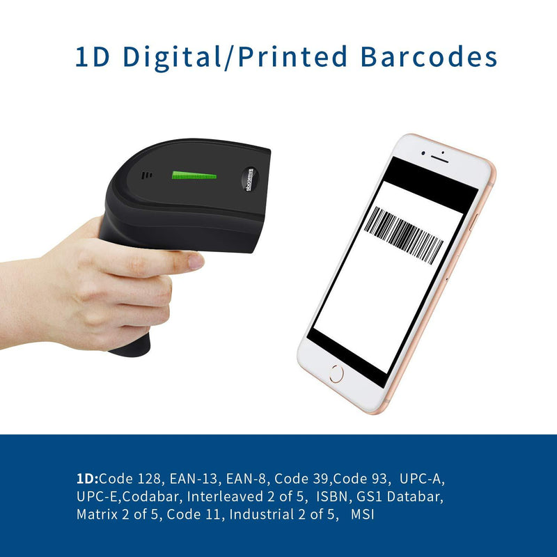 Barcode Reader Scanner,Symcode USB Laser Wired Scan Handheld Bar Code Reader Scanner Small and Exquisite Black MJ-1400-wired