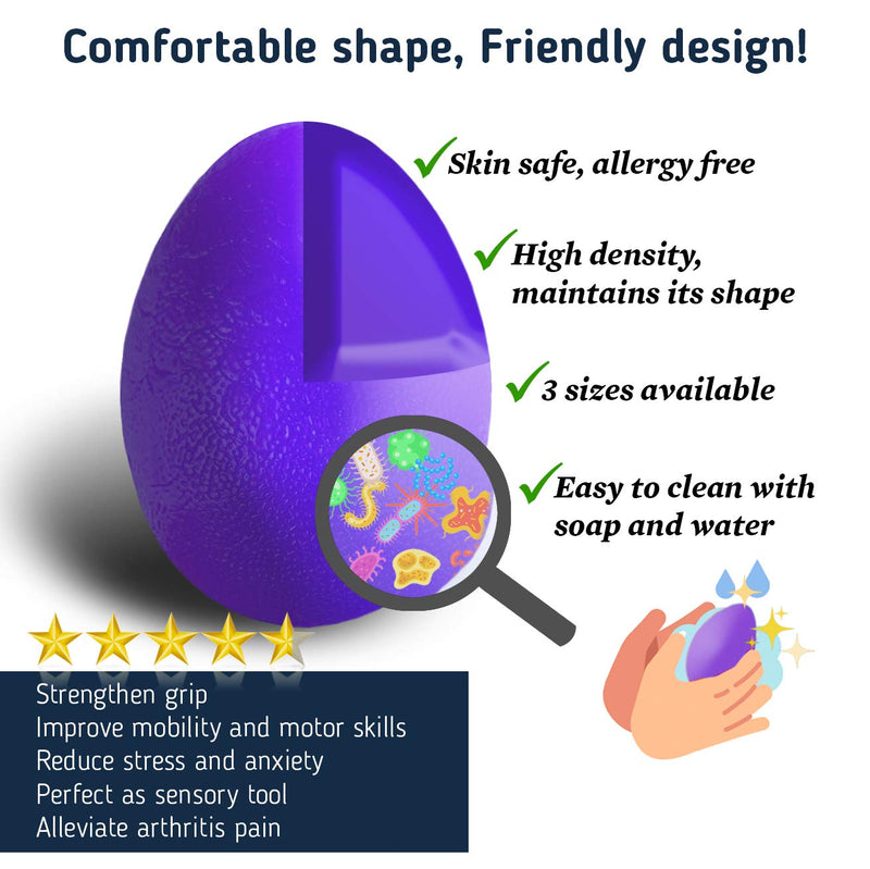 The Friendly Swede Stress Balls for Adults and Kids - Hand Grip Strength Trainer, Hand Therapy Squishy Ball, Set of 3 Finger Resistance Exercise Squeezer Extra Small