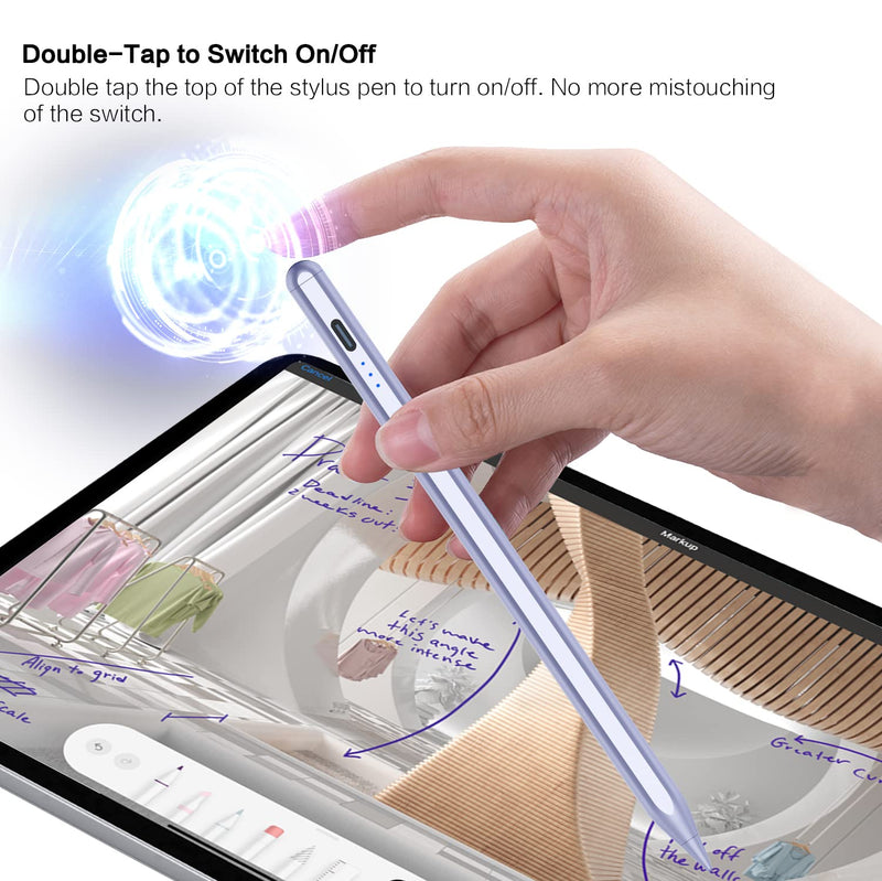 Stylus Pen for iPad, Palm Rejection iPad Pencil for iPad Pro 2021 11/12.9 Inch(2018-2021), iPad 8th Generation, iPad 7/6th, iPad Air 4th/3rd, Upgraded Tilt Sensitivity Magnetic Stylus Pen, Purple